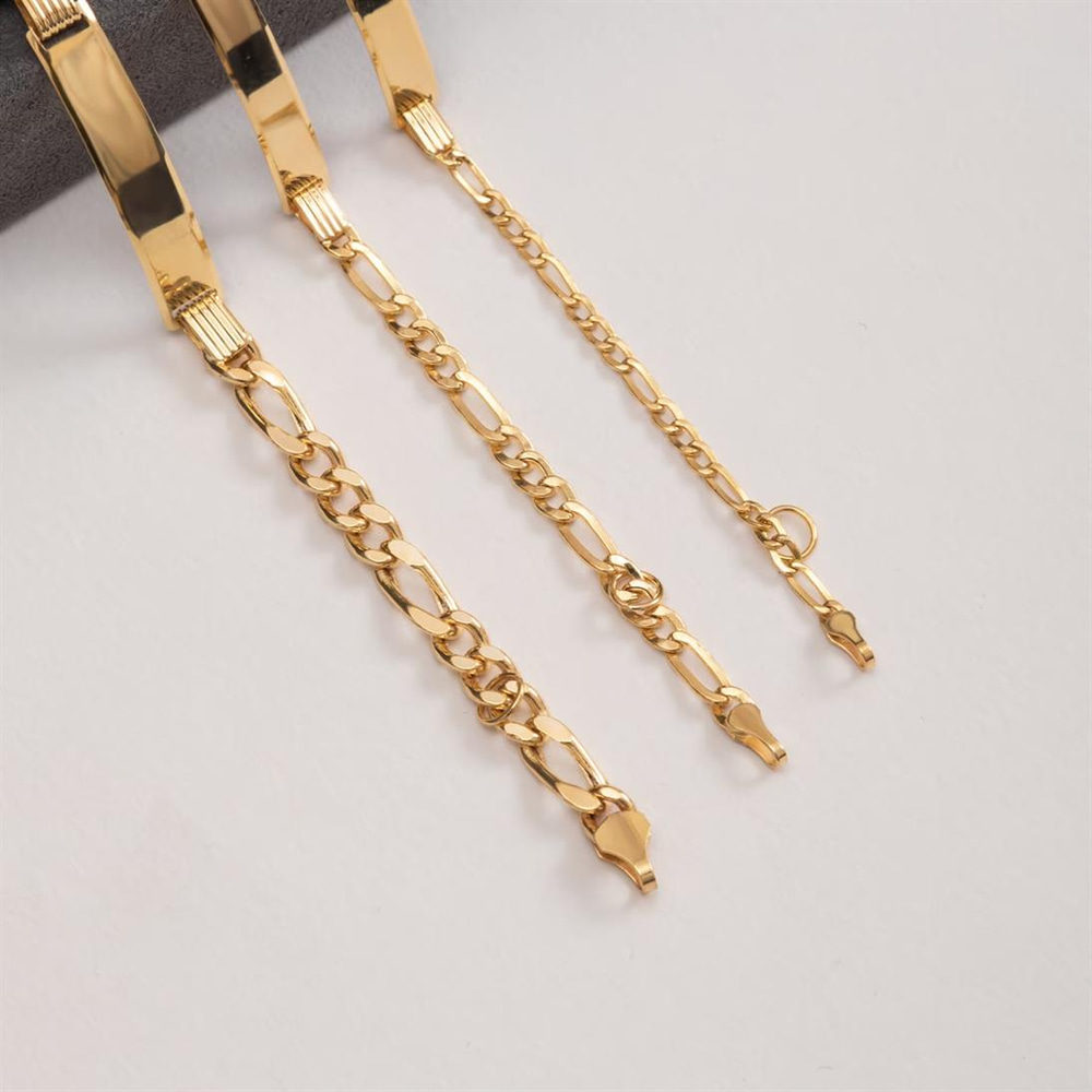 Goldstore-14K Real Gold Baby ID Figaro Chain Bracelet, Personalize Baby Girl Boy Bracelet, Custom Baby Name Engrave Medical Id Bracelet Baptism Gift