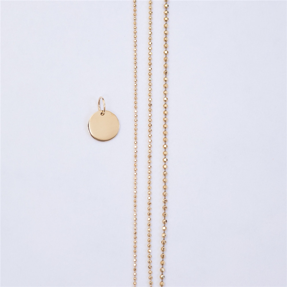 Goldstore-14k Real Gold Ball Chain Necklace, Minimalist Dainty Ball Chain Necklace, Tiny 14 Karat Yellow Gold Ball Chain Necklace Great Gift for Her