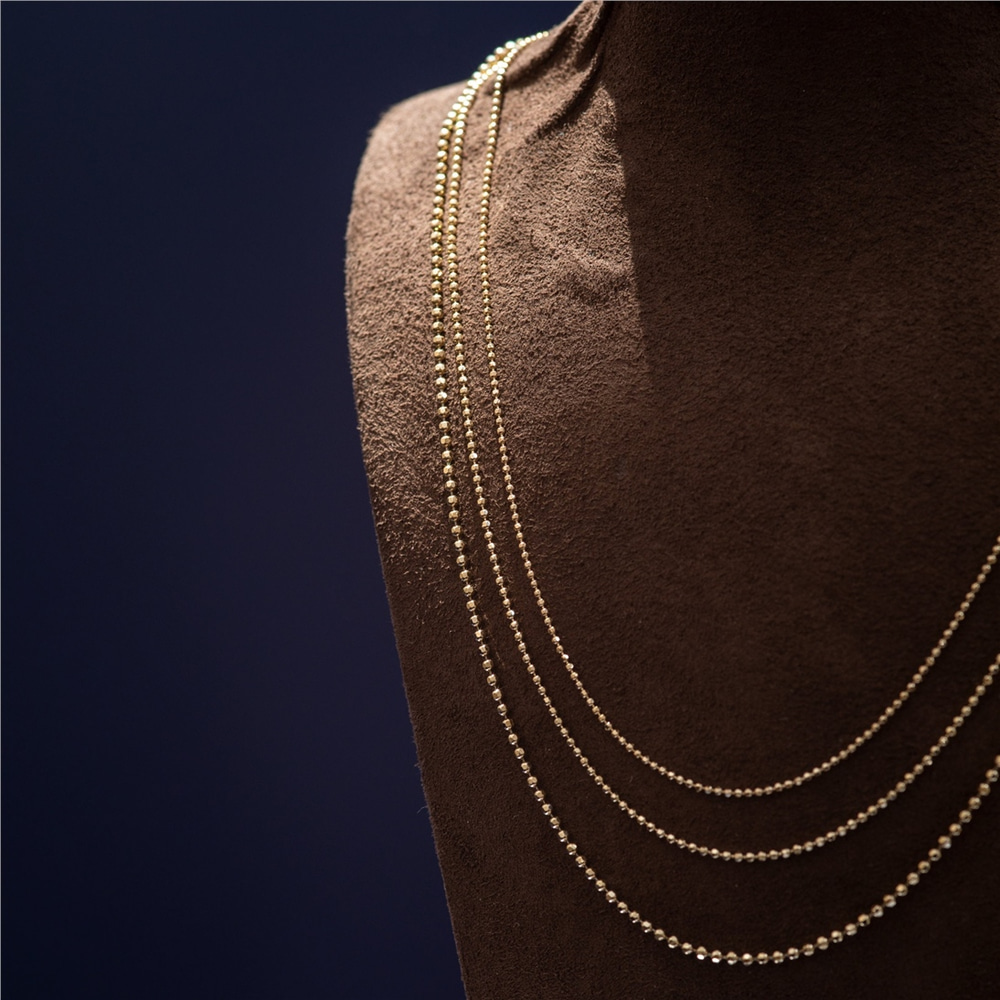 Goldstore-14k Real Gold Ball Chain Necklace, Minimalist Dainty Ball Chain Necklace, Tiny 14 Karat Yellow Gold Ball Chain Necklace Great Gift for Her