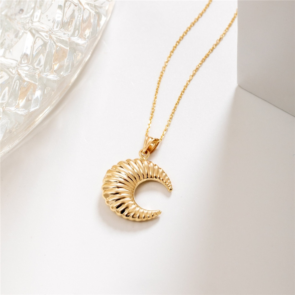 Goldstore-14K Real Gold Crescent Urn Necklace, Hallow Moon Pendant, Real Yellow Gold Croissant Chunky Cremation Necklace, Ashes Holder for Loved Ones