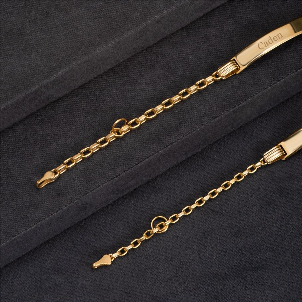 Goldstore-14K Real Gold Custom name Baby ID Bracelet, Personalize Baby Girl Boy Name Bracelet, Engrave Yellow Gold Medical Id Bracelet is Baptism Gift