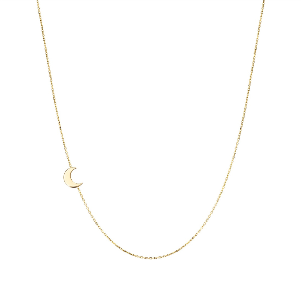 Goldstore-14k Real Gold Sideways Moon Star Necklace, Moon Multiple Star Sideways Tiny Necklace, Personalized 2 3 Star Crescent Moon Necklace Gift For