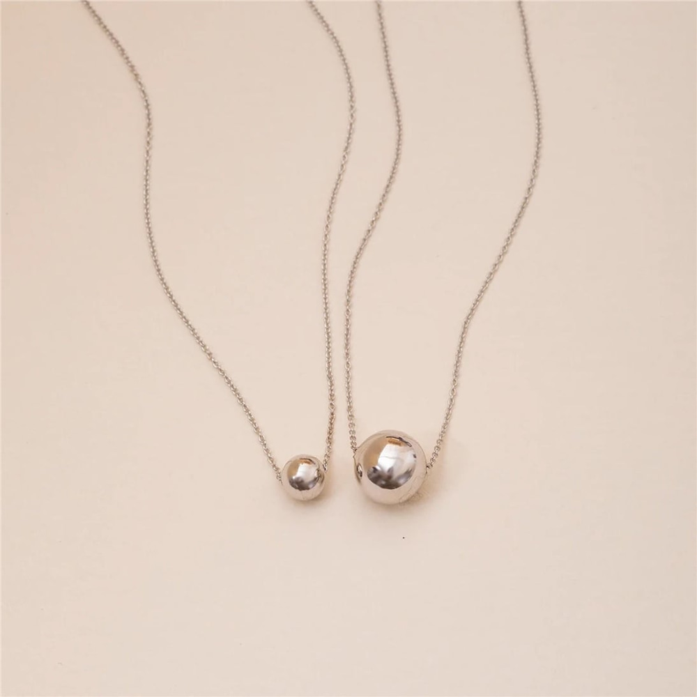 Goldstore-14K Real Gold Sparkle Ball Necklace, Minimalist Gold Ball Charm Necklace, Yellow Gold Bead Ball Choker Necklace, Tiny Sphere Daily Necklace