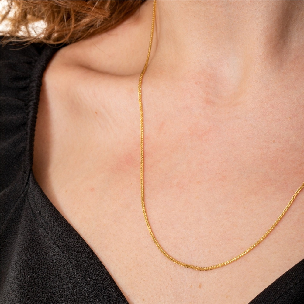 Goldstore-14k Real Gold Wheat Chain Necklace, Wheat Palm Franco Foxtail Chain Necklace, Man & Ladies Choker Chain, Men and Women Trending Gold Chain