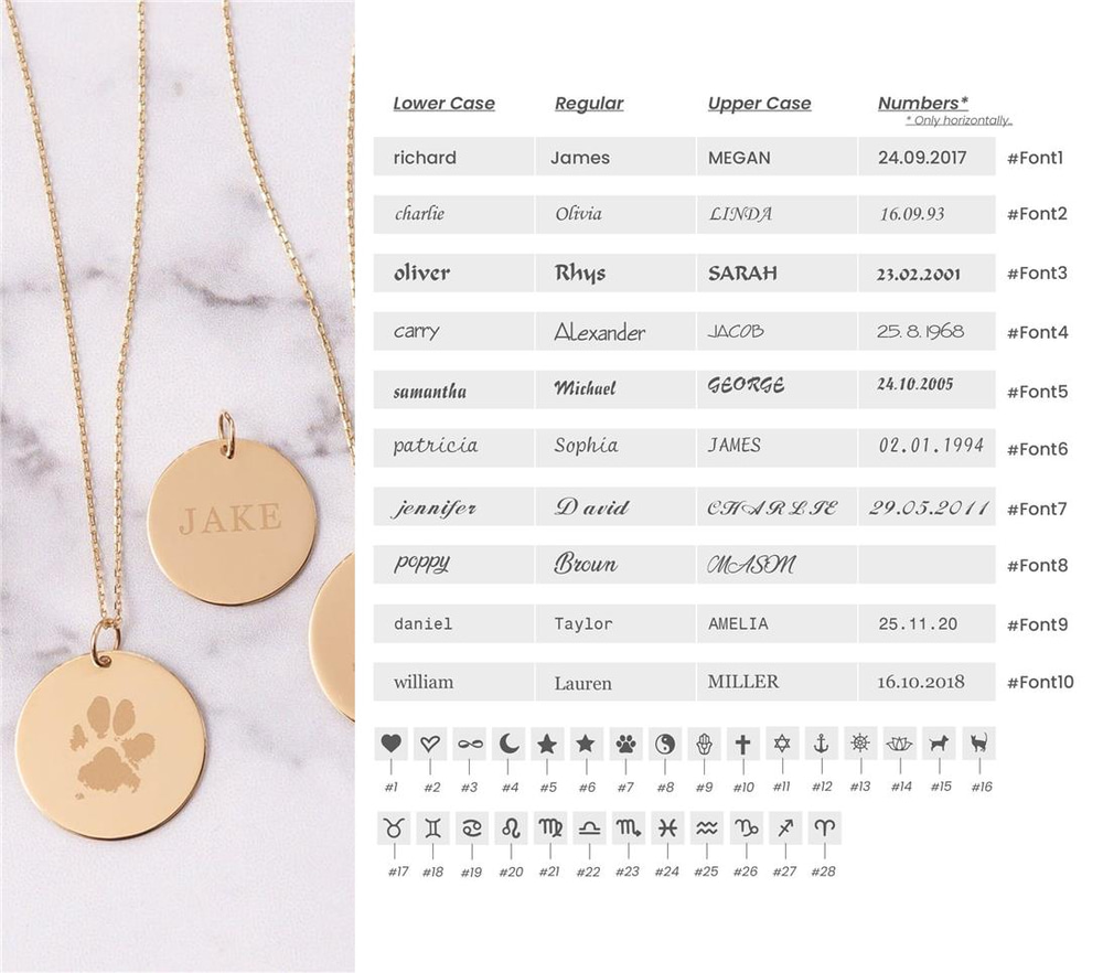 Goldstore-14K Solid Actual Dog Cat Paw Nose Print Necklace, Personalized Dainty Disc Pendant Necklace, Engravable Custom Pet Paw Print Necklace Gift