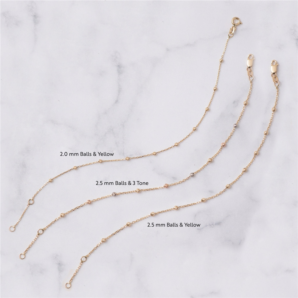 Goldstore-14k Solid Beaded Satellite Bracelet, Yellow 14k Real Gold Round Ball Dainty Bracelet is Great Gift For Her, Gift For Mom & Graduation Gift