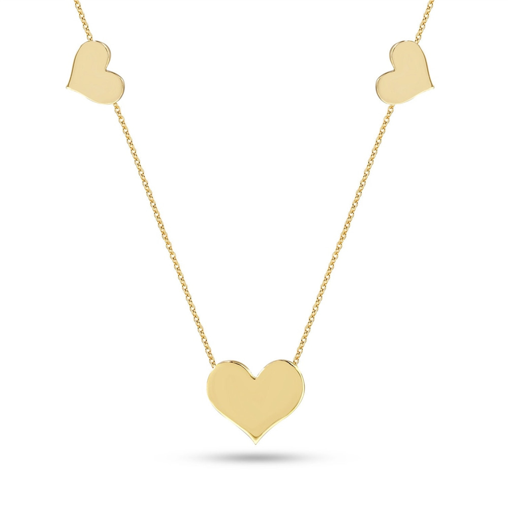 Goldstore-14K Solid Gold 1 Side Enamel Triple Butterfly Layered Necklace, Dainty Stars Gold Necklace is a Great Gift For Her. Enamel Hearts Necklace