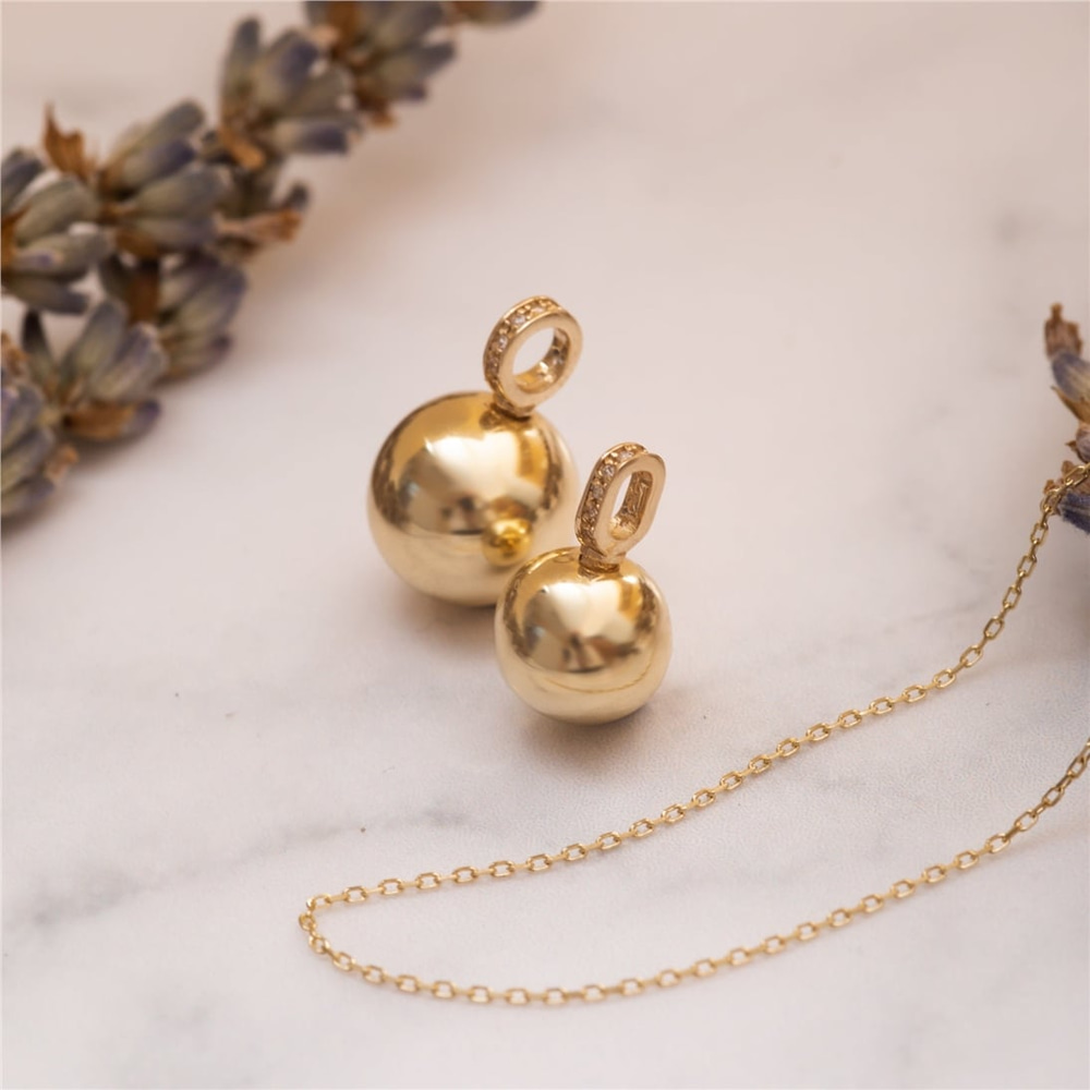 Goldstore-14K Solid Gold Ball Cremation Urn Necklace, Custom Ball Urn Charm, Plain Bail or CZ Bail, Memorial Funeral Necklace For Ashes