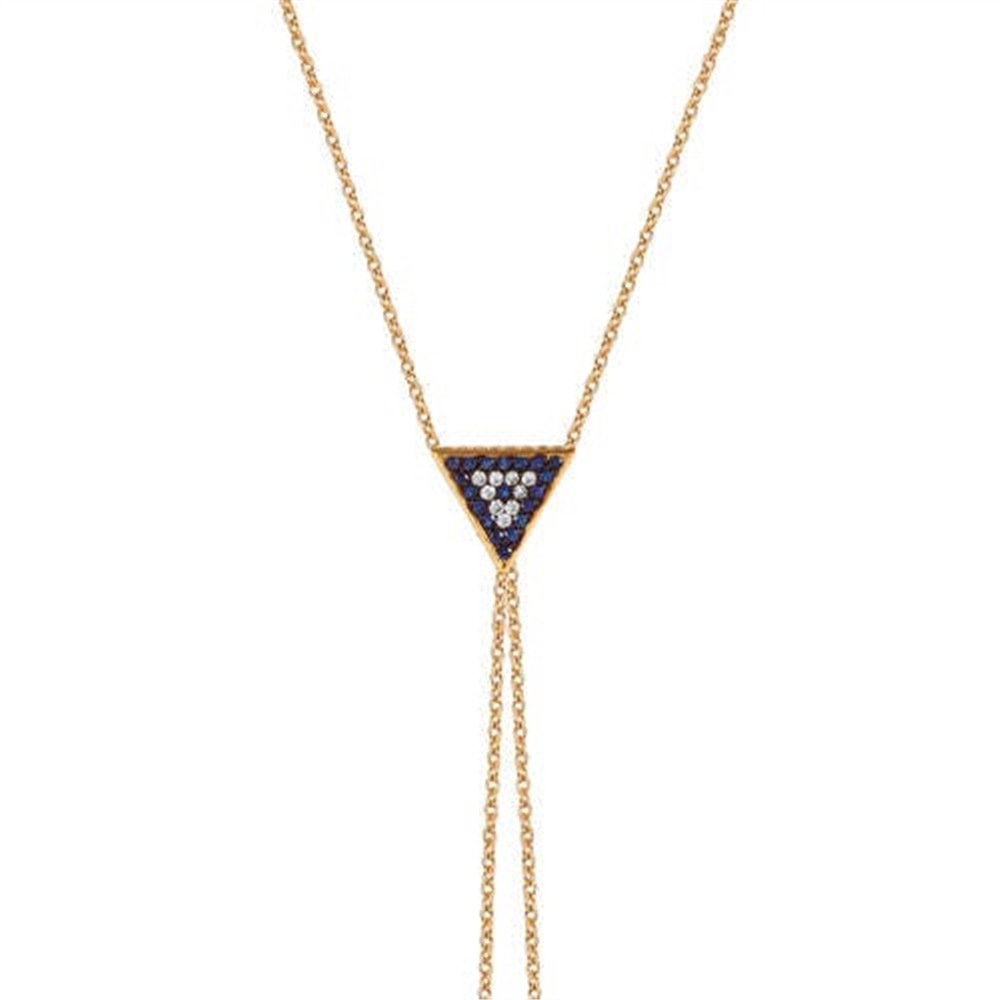 Goldstore-14K Solid Gold Blue Eye Ring Bracelet, Elegant Gold Hand Chain Slave Bracelet is a Great Gift For Her. Bridesmaid Gift