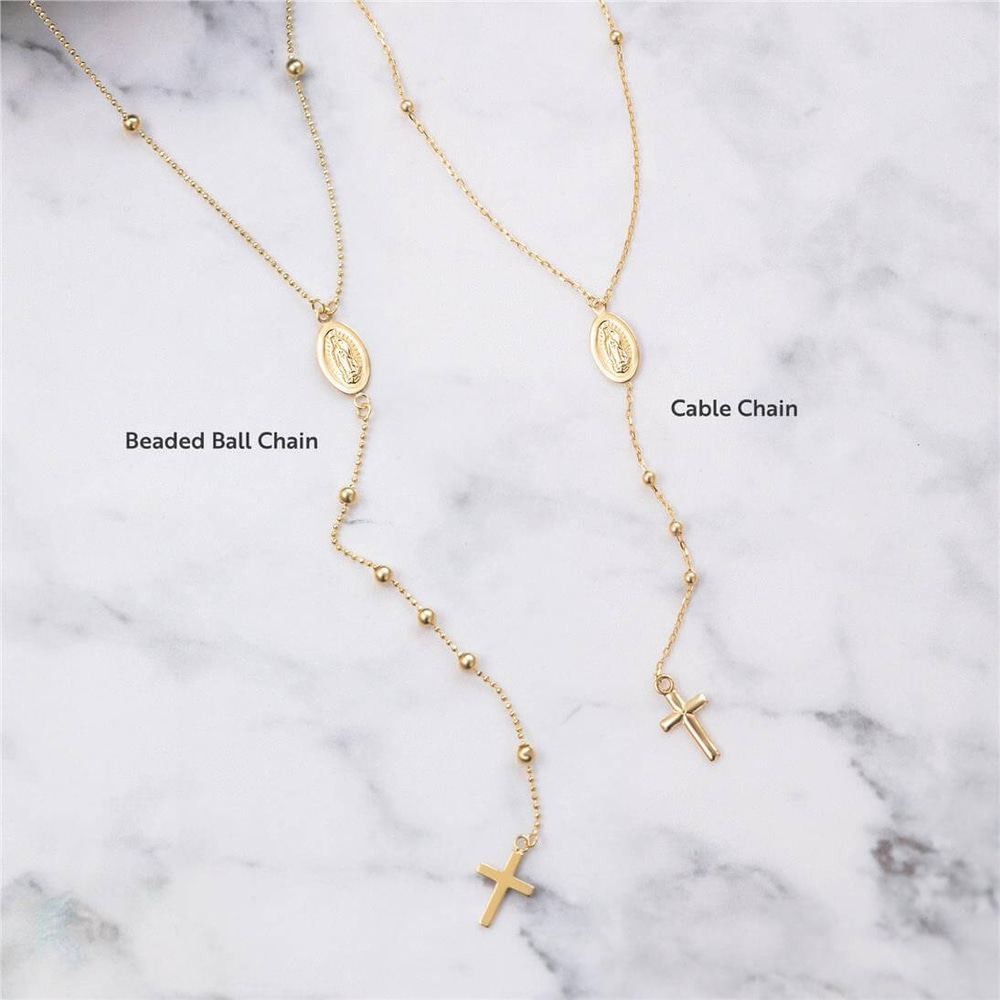 Goldstore-Catholic Rosary Lariat Necklace