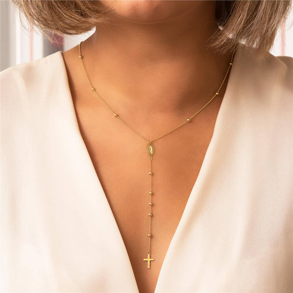 Goldstore-Catholic Rosary Lariat Necklace