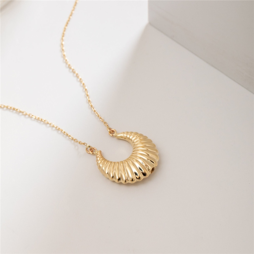 Goldstore-14K Solid Gold Croissant Moon Double Urn Necklace, Real Gold Hallow Crescent Necklace, Double Horn Necklace, Ashes Holder for Human and Pet