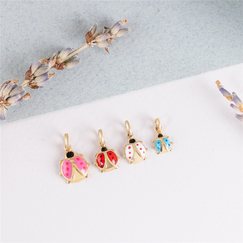 Goldstore-14k Solid Gold Custom Lady Bug Necklace, Dainty Personalized Lady Bird Pendant, Cute Insect Charm, Everyday Jewelry, Gift For Her
