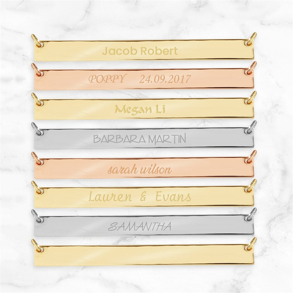 Goldstore-14k Solid Gold Custom Name Bar Necklace, Elegant Personalized Long Bar Bff Necklace is a Great Gift For Her, Christmass Valentine's Gift