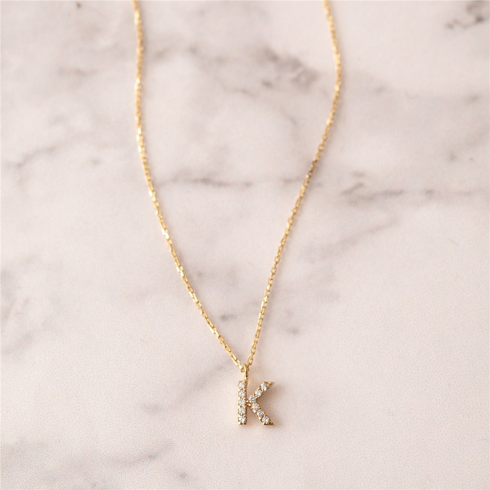 Goldstore-14k Solid Gold Diamond Initial Letter Necklace, Dainty Personalized Custom Initial Gold Necklace is a Great Gift For Her. Christmas Gift