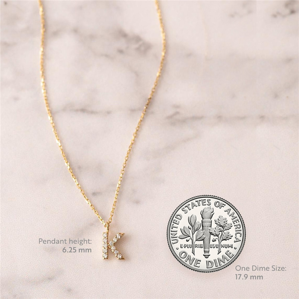 Goldstore-14k Solid Gold Diamond Initial Letter Necklace, Dainty Personalized Custom Initial Gold Necklace is a Great Gift For Her. Christmas Gift