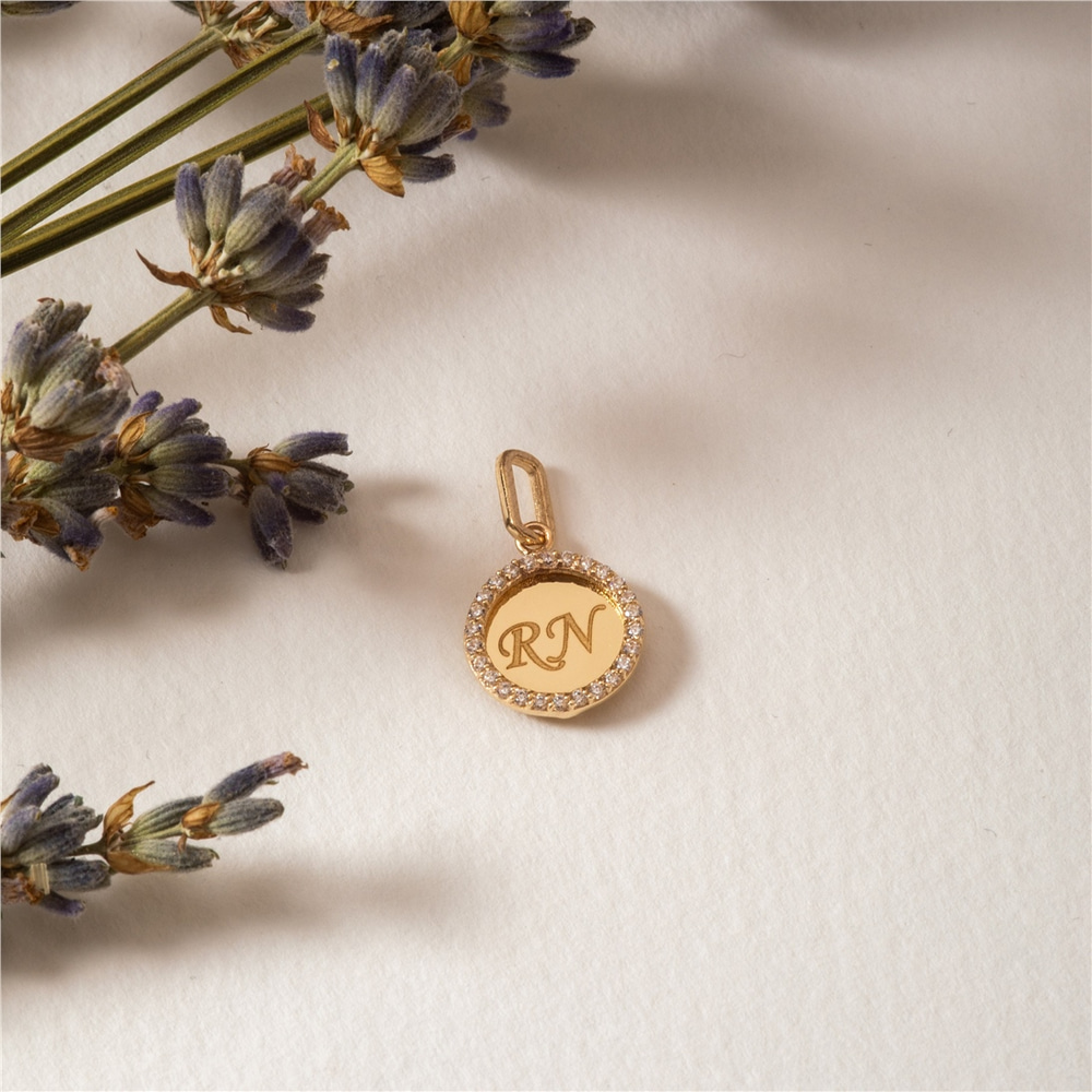 Goldstore-14K Solid Gold Disc Medallion Custom Initial Name Necklace, Elegant Gold Engraved Letter Necklace is a Great Gift For Her. Christmas Gift
