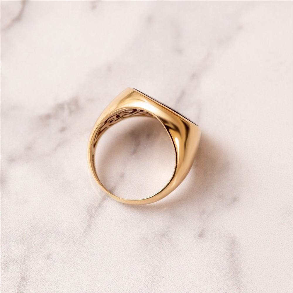 Goldstore-14k Solid Gold Enamel Masonic Ring, Elegant Compass and Square Masonic Gold Ring, Men's Masonic Lodge Real Gold Ring is a Great Gift for Him