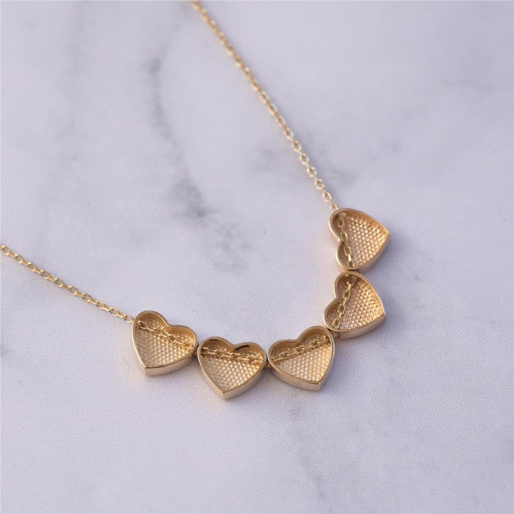 Goldstore-14K Solid Gold Heart Initial Dainty Necklace, 2 3 4 5 6 Small Hearts Necklace, Custom Letter Engrave Heart Choker Necklace is a Gift For Her