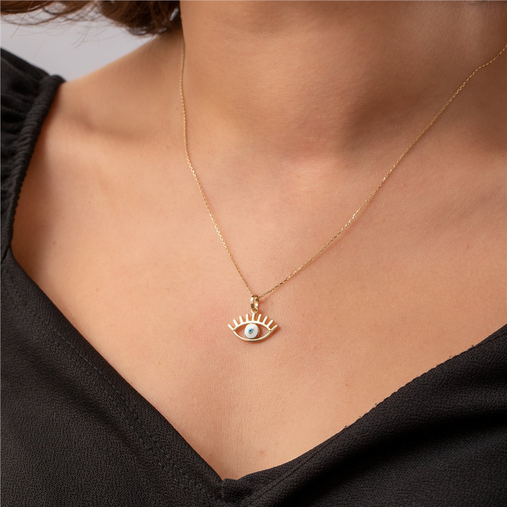 Goldstore-14K Solid Gold Horus Eye Necklace, Handmade Spiritual Protection Jewelry, Egyptian Eye Pendant, Wadjet Eye Necklace, Ra Eye, Gift For Her