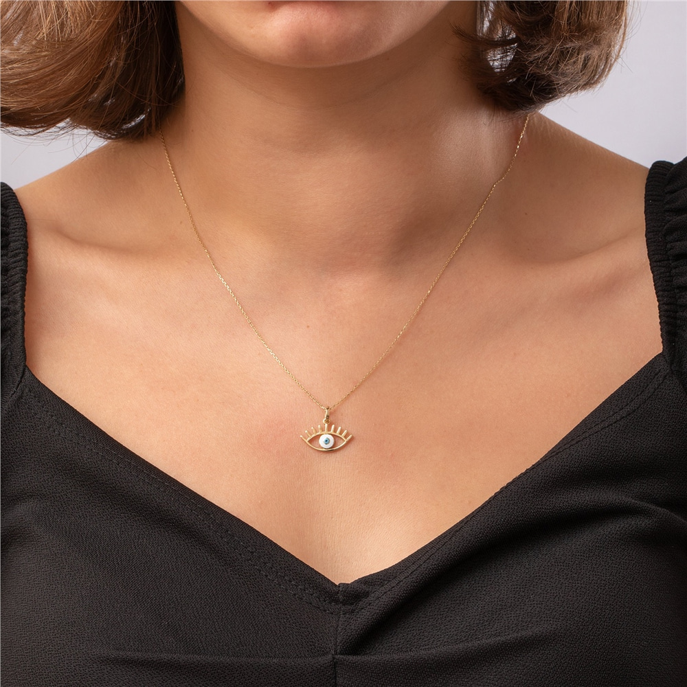 Goldstore-14K Solid Gold Horus Eye Necklace, Handmade Spiritual Protection Jewelry, Egyptian Eye Pendant, Wadjet Eye Necklace, Ra Eye, Gift For Her