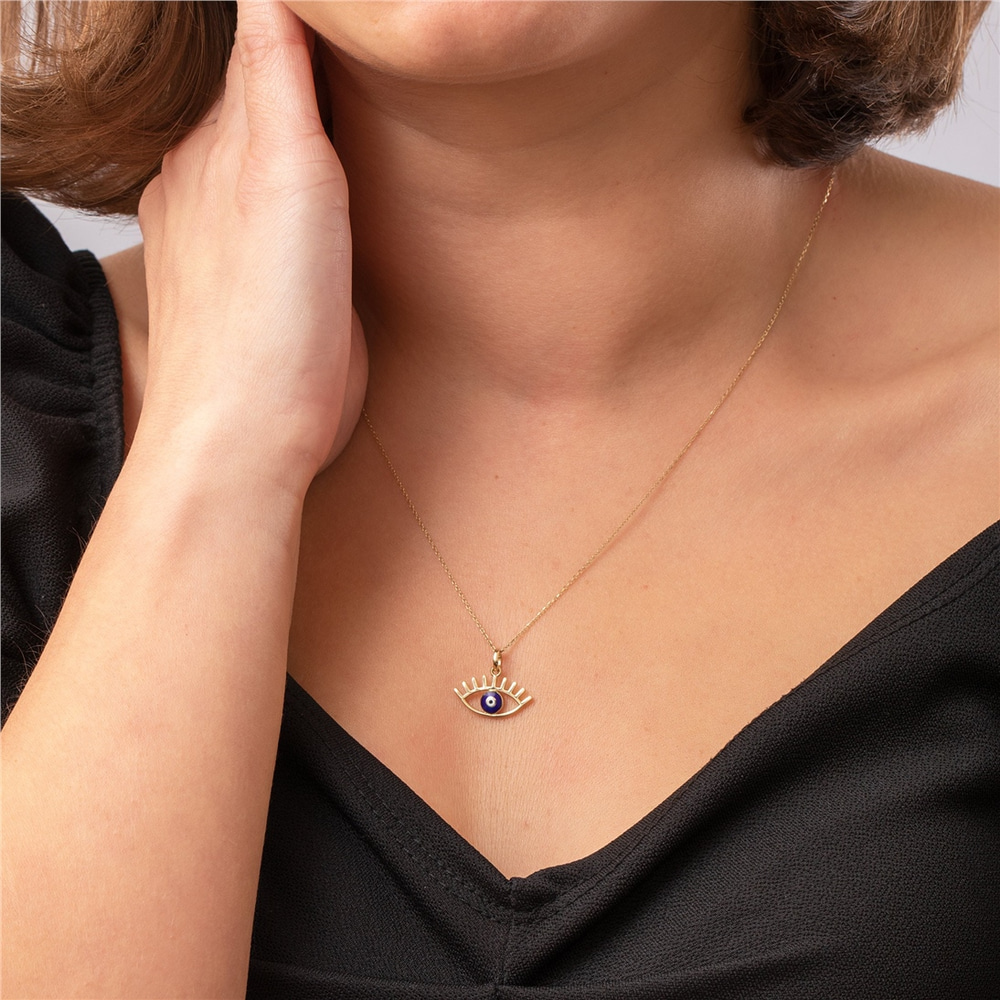 Goldstore-14K Solid Gold Horus Eye Necklace, Handmade Spiritual Protection Jewelry, Egyptian Eye Pendant, Wadjet Eye Necklace, Ra Eye, Gift For Her