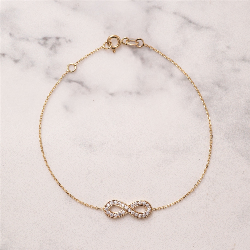Goldstore-14K Solid Gold Infinity Frendship Bracelet, Dainty Forever Love Infinity Gold Chain Bracelet is a Great Gift For Her, Gift For Women