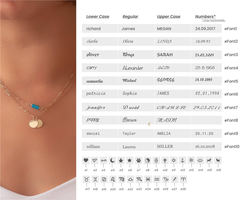 Goldstore-14k Solid Gold Layered Initial Necklaces, Custom Engrave Letters/Initials Disc Necklace, Personalized Dainty Disc Pendant Turquoise Necklace