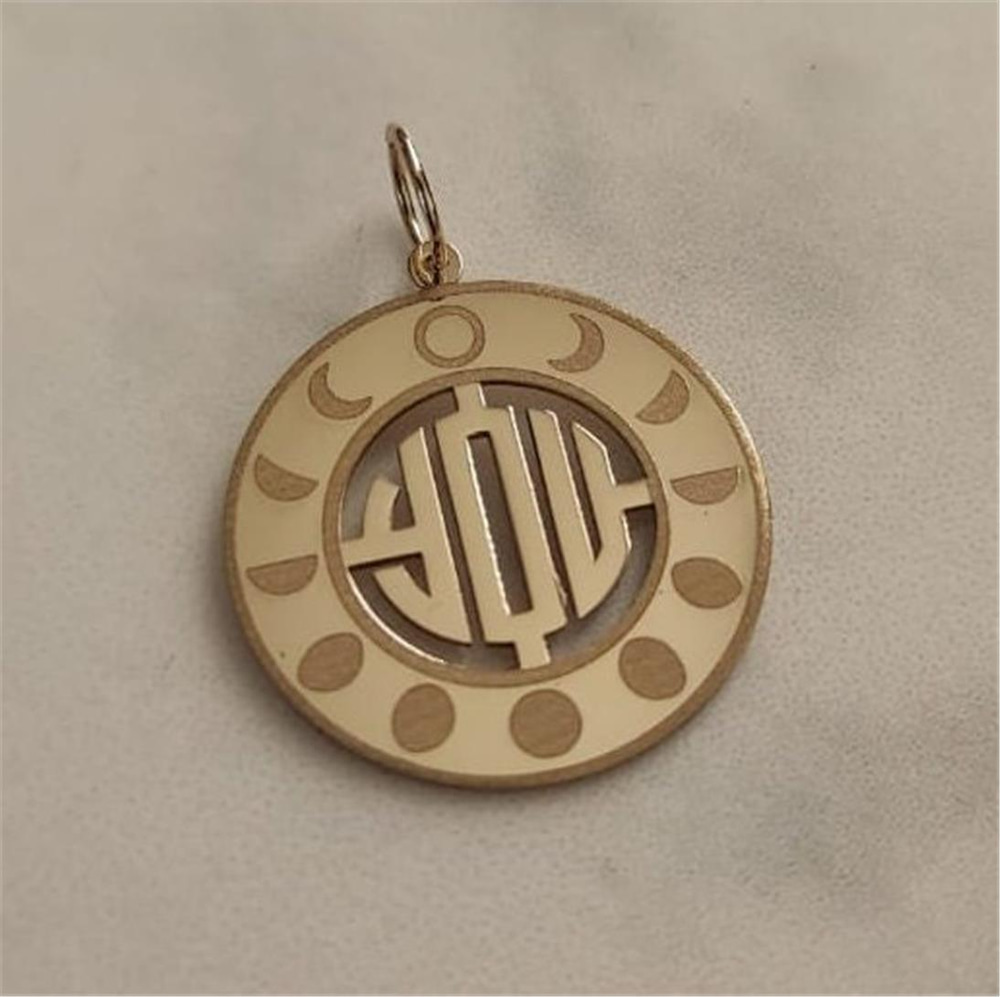 Goldstore-14K Solid Gold Moon Phase Monogram Necklace, Personalized Moon Phase Necklace, Custom Lunar Necklace, Moon Phases 3 Letters Pendant Gift for
