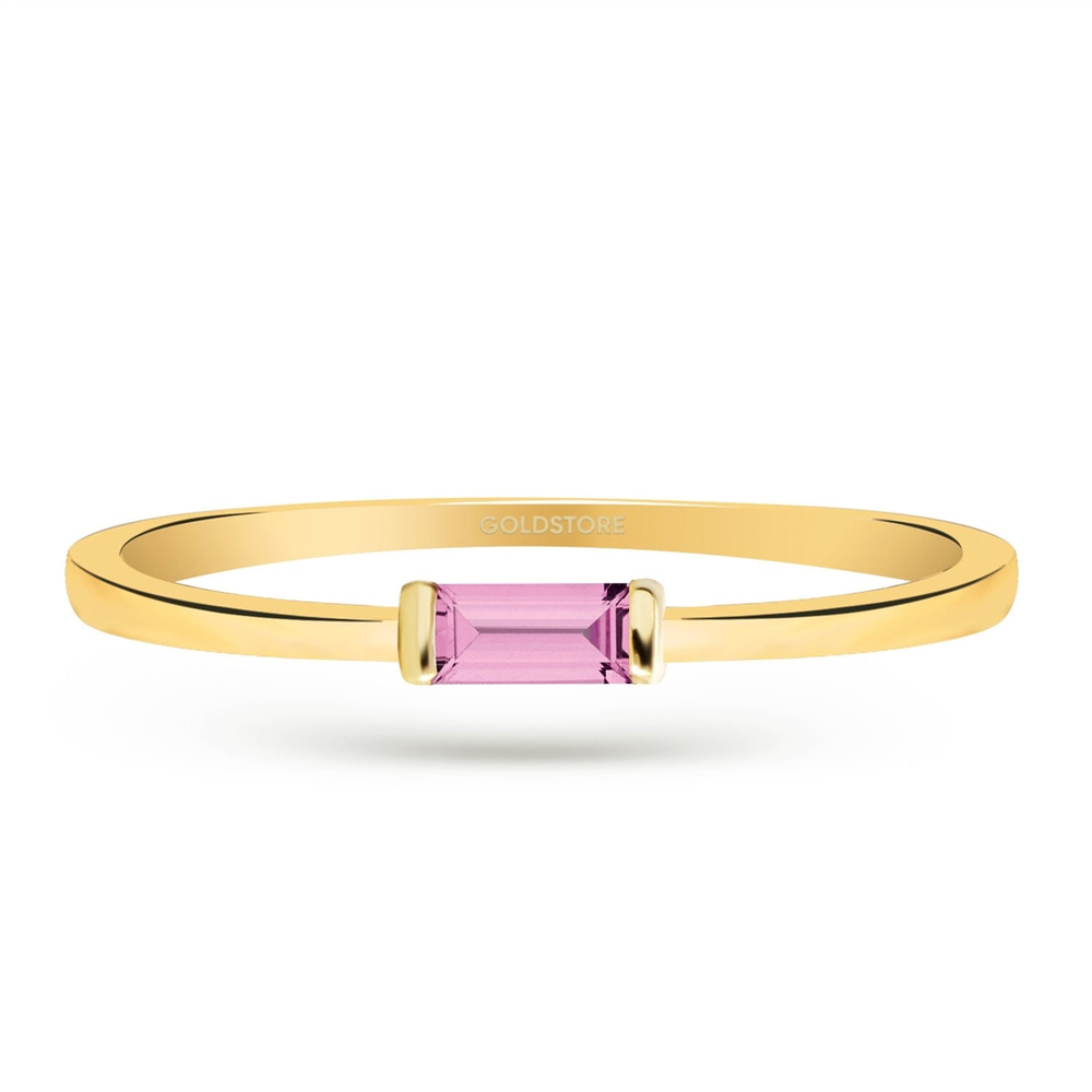 Goldstore-14K Solid Gold Natural Baguette Sapphire Ring, Multi Color Sapphire stackable ring, Minimalist Stacking Baguette Rings