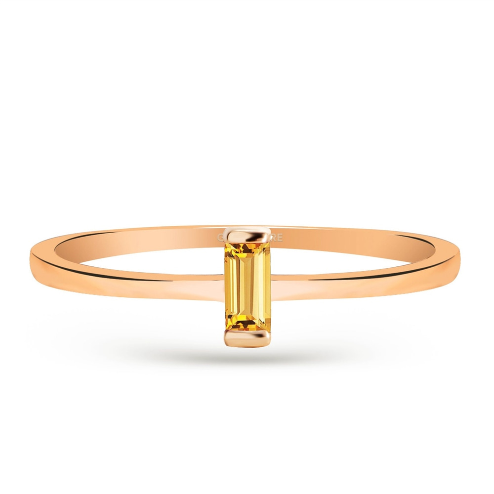 Goldstore-14K Solid Gold Natural Baguette Sapphire Ring, Multi Color Sapphire stackable ring, Minimalist Stacking Baguette Rings