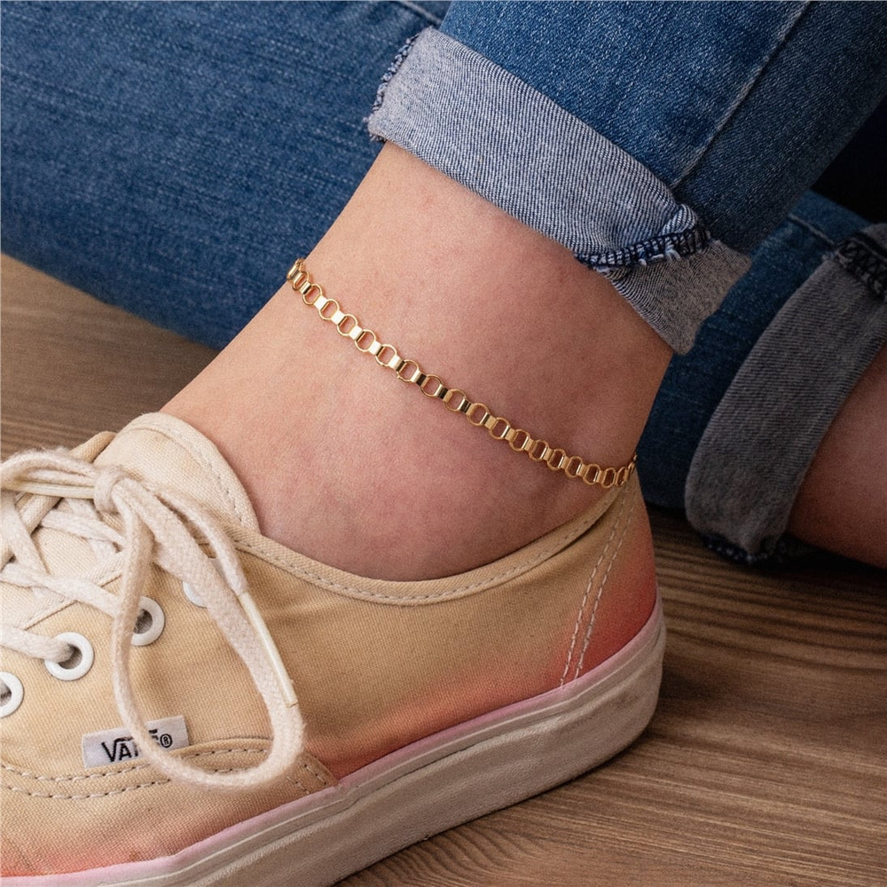 Goldstore-14K Solid Gold Thick Chain Anklet, Chunky Chain Anklet, Statement Foot Bracelet, Summer Jewelry, Perfect For Beach, Best Gift For Valentine