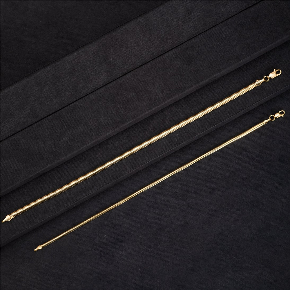 Goldstore-14K Solid Thick Herringbone Gold Necklace, Snake Chain Yellow Gold Necklace, Italian Chain, Layering Necklace, Serpentine Chain Necklace,