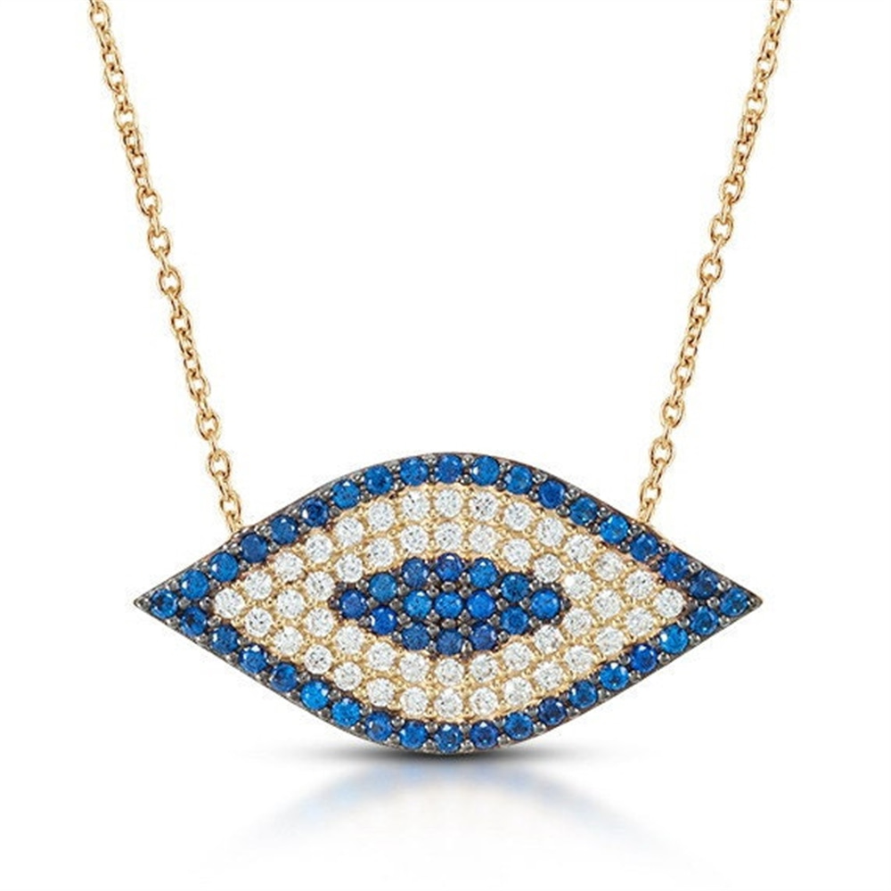 Goldstore-14k Solid Yellow Gold Evil Eye Necklace
