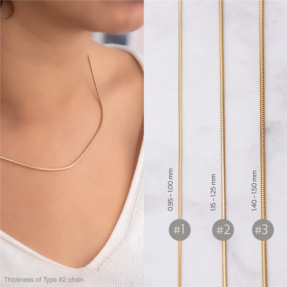 Goldstore-14K Solid Yellow Gold Snake Chain, Yellow Gold Long Snake Chain Necklace, 14 To 32 Inch Long Snake Chain Layering Necklace
