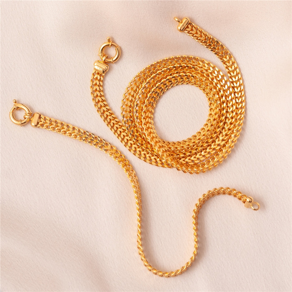 Goldstore-14K Yellow Gold Cuban Chain, 14 Karat Gold Curb Bismark Chain Necklace or Bracelet, Double Gourmet Gold Chain, Cuban Chain Necklace Bracelet