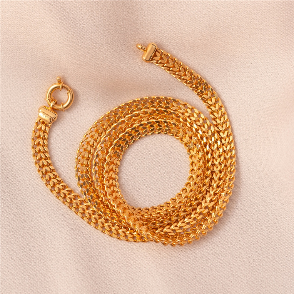 Goldstore-14K Yellow Gold Cuban Chain, 14 Karat Gold Curb Bismark Chain Necklace or Bracelet, Double Gourmet Gold Chain, Cuban Chain Necklace Bracelet