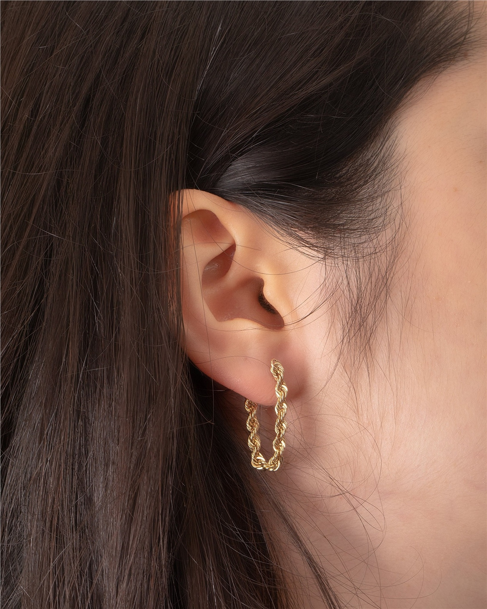 Goldstore-14k Yellow Gold Rope Chain Earrings, Solid Gold Dangle Rope Chain Earrings, Modern Rope Chain Hoop Drop Women Earrings Mothers Gift For Her