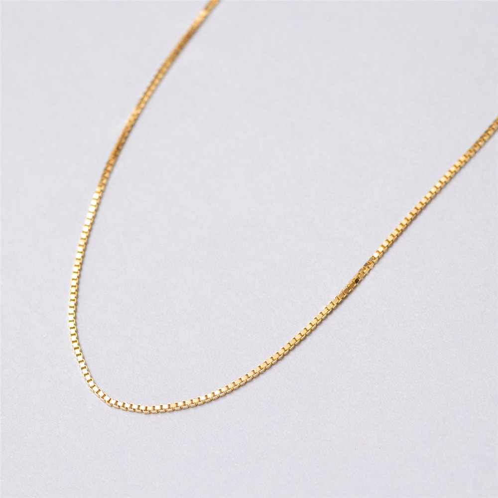 Goldstore-14k Yellow Solid Gold Box Chain Necklace, Real Solid Gold Yellow Gold Box Chain, Solid Box Chain Necklace, Solid Gold Box Chain For Pendants