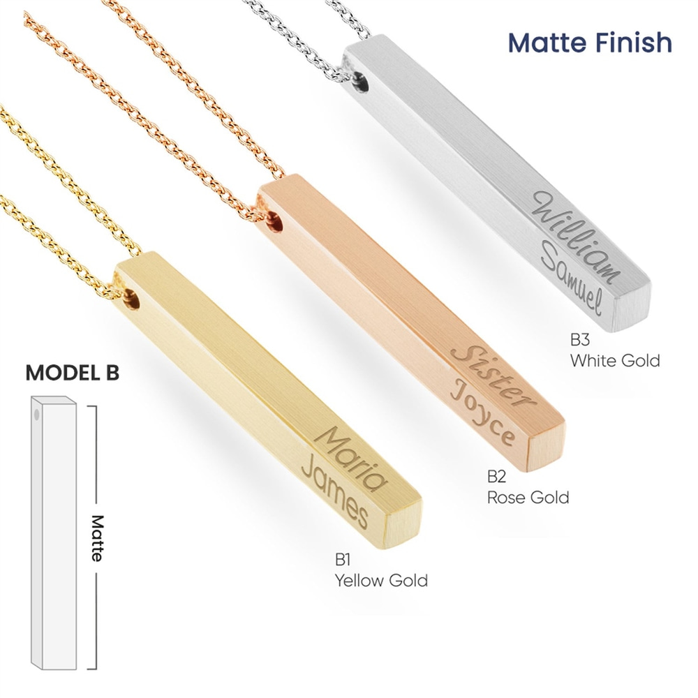 Goldstore-18K Real Gold Urn Necklace, Personalized 4 Sided Vertical Bar Necklace, Memorial Cremation Jewelry, Ashes Cremation Necklace For Loved One.