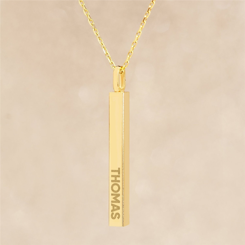Goldstore-18K Real Gold Urn Necklace, Personalized 4 Sided Vertical Bar Necklace, Memorial Cremation Jewelry, Ashes Cremation Necklace For Loved One.