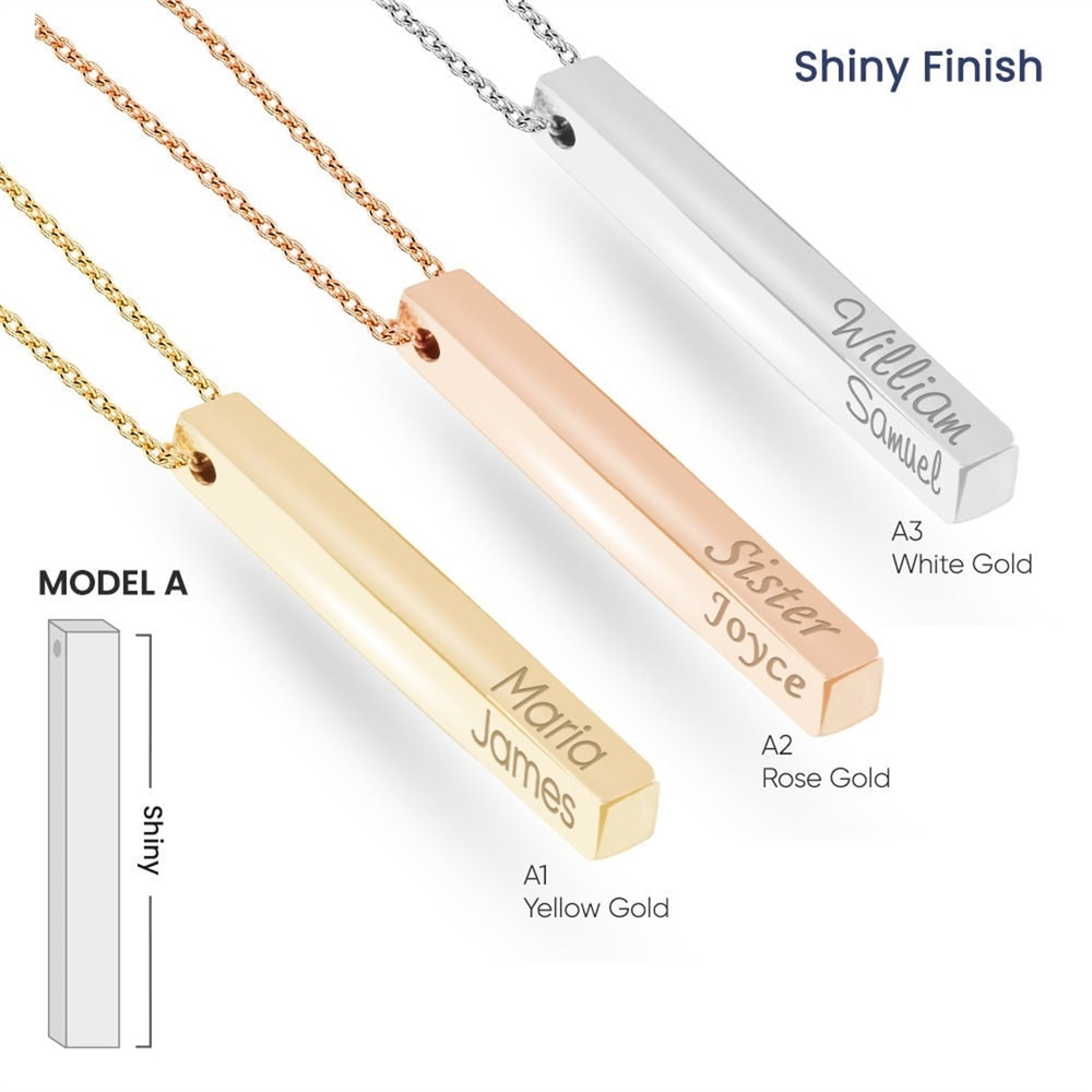 Goldstore-18K Real Gold Urn Necklace, Personalized 4 Sided Vertical Bar Necklace, Memorial Cremation Jewelry, Ashes Cremation Necklace For Loved One.