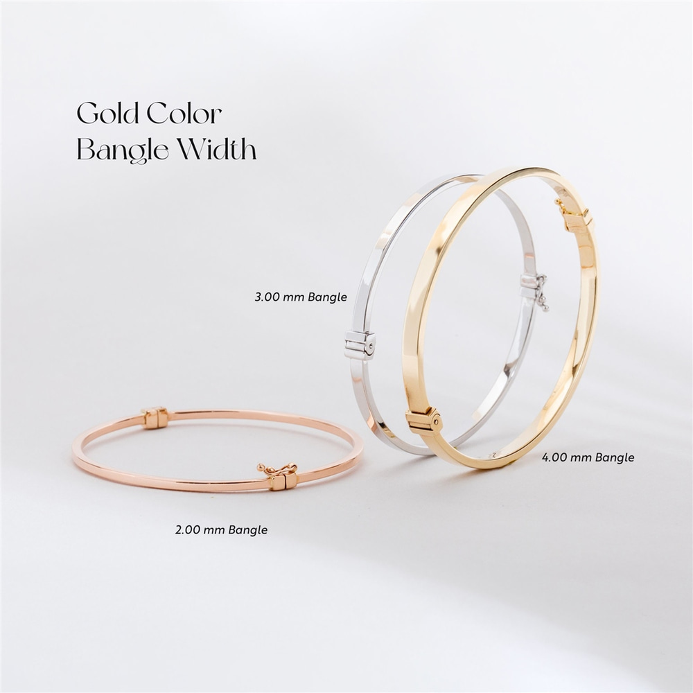 Goldstore-2mm 3mm 4mm 6mm 8mm Width 14K Solid Gold Bangle Bracelet, Custom Engraved Hinged Personalized Oval Bangle, Stacking Gold Cuff Gift For Her