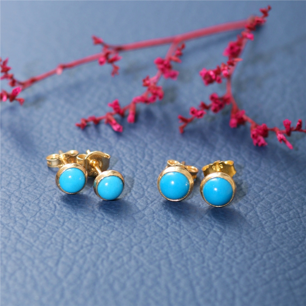 Goldstore-5 mm Firuze Top Küpe