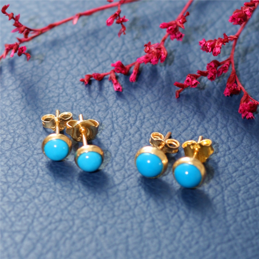 Goldstore-5 mm Firuze Top Küpe