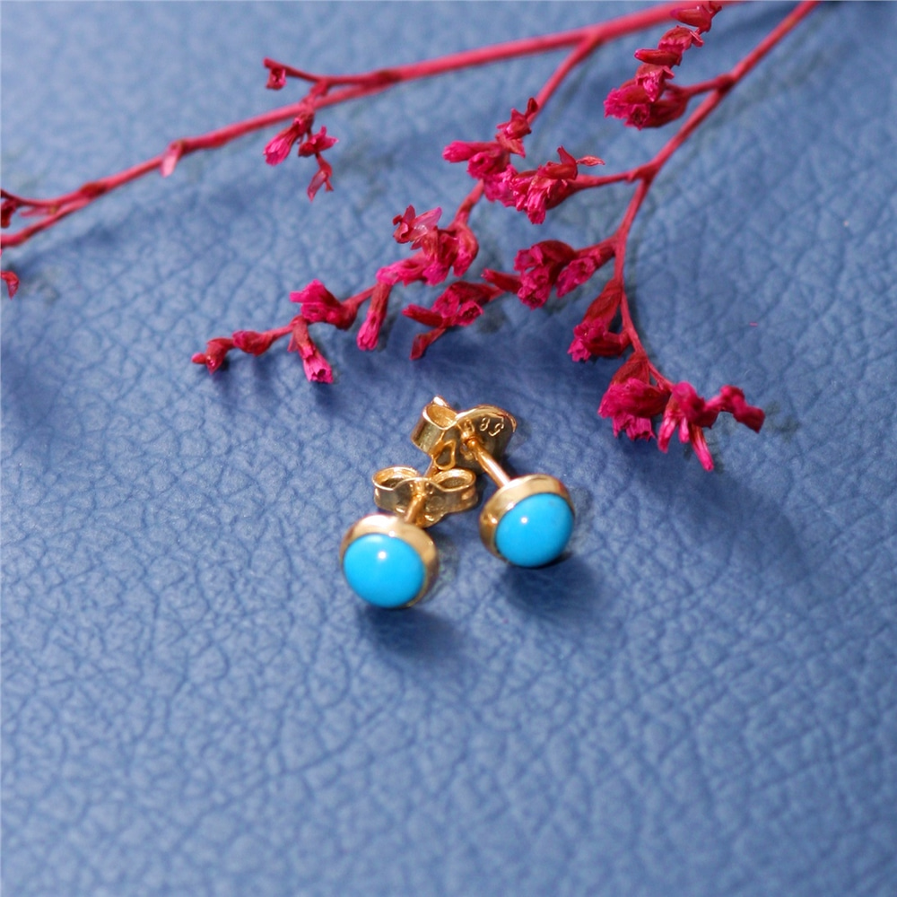 Goldstore-5 mm Firuze Top Küpe