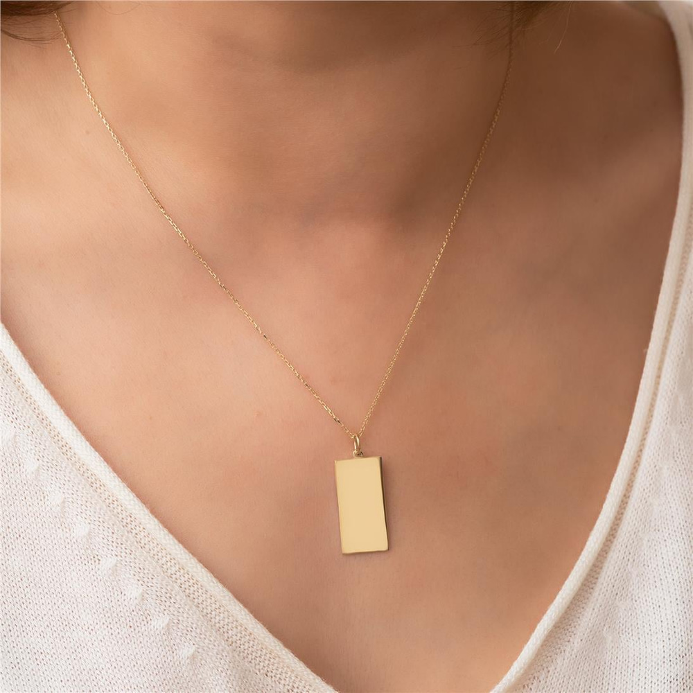 Goldstore-Rectangular Tag Necklace