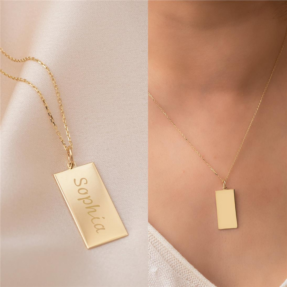 Goldstore-Rectangular Tag Necklace