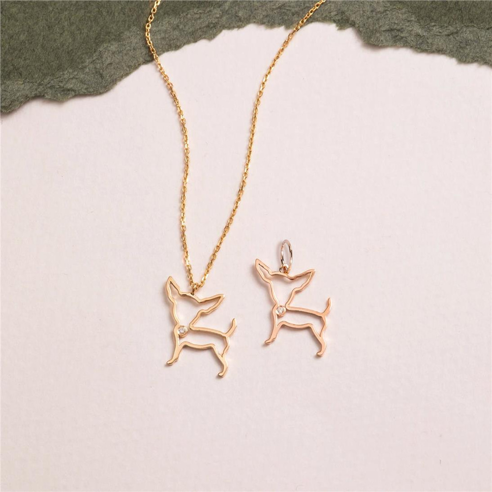 Goldstore-Diamond Chihuahua Necklace
