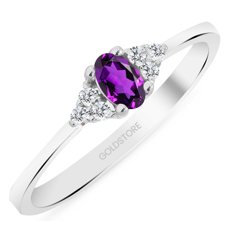 Goldstore-Ametist 0.08 ct. Pırlanta Yüzük